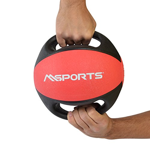 MSPORTS Balón Medicinal Premium con Asas 1-10 kg - Balones de Ejercicio Profesionales de Gimnasio, Pelota Medicinal