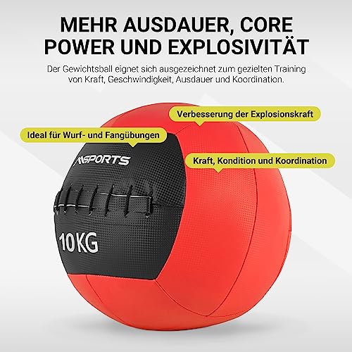 MSPORTS Balón Medicinal Premium Wall-Ball de 2-10 kg, Medicinal