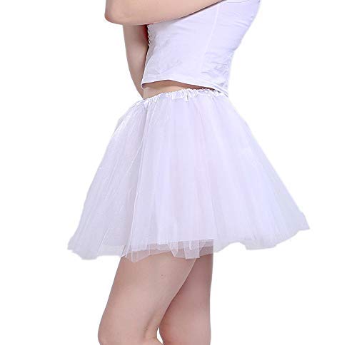 Msrlassn Tutu Falda de Mujer Faldas de Tul 50's Short Ballet Baile para Vestirse Danza (Blanco)