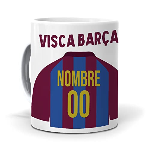 mundohuevo Taza Personalizada con Texto. Regalo Original. Barcelona. Regalo Equipo de Futbol. Haz