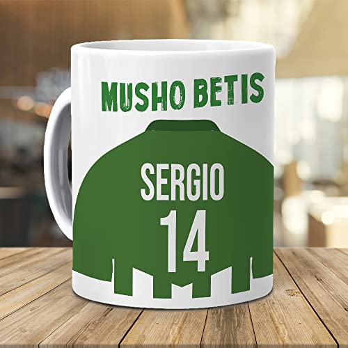 mundohuevo Taza Personalizada con Texto. Regalo Original. Betis. Regalo Equipo de Futbol. Haz