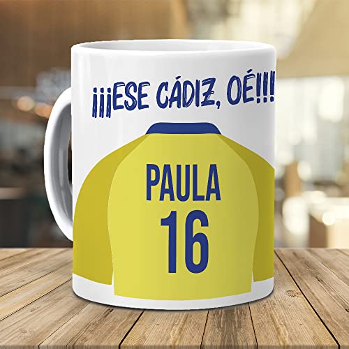 mundohuevo Taza Personalizada con Texto. Regalo Original.Camiseta Personalizada Cadiz. Ese Cadiz, Oe. Haz