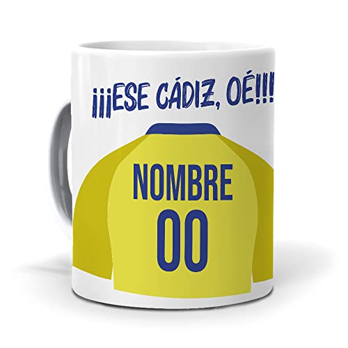 mundohuevo Taza Personalizada con Texto. Regalo Original.Camiseta Personalizada Cadiz. Ese Cadiz, Oe. Haz