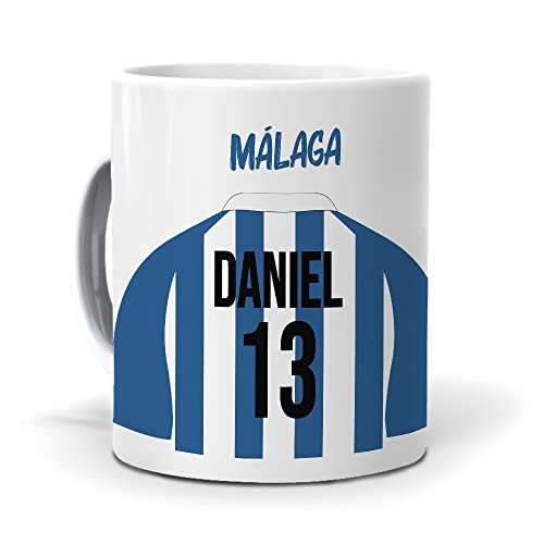 mundohuevo Taza personalizada con texto. Regalo original.Camiseta personalizada Málaga. Haz un regalo único