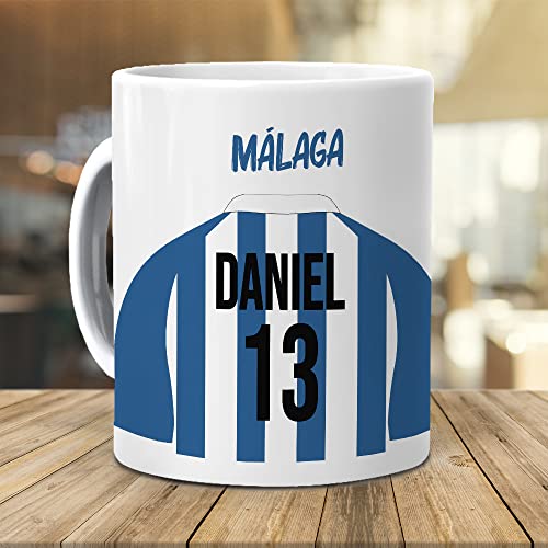 mundohuevo Taza personalizada con texto. Regalo original.Camiseta personalizada Málaga. Haz un regalo único