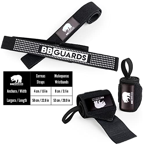 Muñequeras gym, correas levantamiento pesas y cinturón lumbar gimnasio para mejorar tu rendimiento. Pack de straps gym, muñequeras crossfit y cinturon powerlifting para hombre y mujer (M)