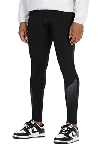 Muscle Alive Hombres Gimnasio Culturismo Compresión Leggins Medias Rutina de Ejercicio Aptitud Pantalones Capa Base Fresco y seco Negro L