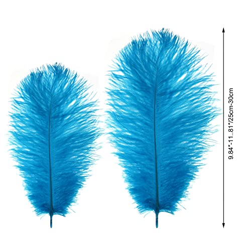 Mwoot 10pcs Natural plumas de avestruz, 10–12 pulgadas (25–30 cm) Ostrich pluma para boda mesa decoración para el hogar (Azul)