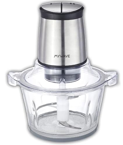 My Wave - Mini Picadora - Para Todo Tipo de Alimentos - Potencia de 400W y Capacidad de 1,5 L - Picadora con 2 Niveles de Velocidad - Bol de Cristal y Cuchillas de Acero Inoxidable