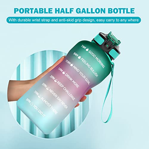 MYFOREST Botella de Agua,2200ml Botella Agua Deporte, Botella Agua Motivacional, Sin BPA & Prueba de Fugas, para Deporte, Gimnasio, Running, Niños, Bicicleta