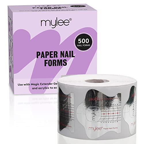 Mylee Molde de Papel para Uñas, Para Extensiones de Uñas, Plantillas Autoadhesivas para Modelar Uñas, Por Polymer Gel, Gel Builder y Acrílico, Papel de Diseño para Manicura, 500 Piezas