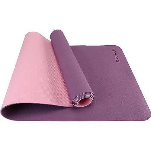 MYO GAIA Esterilla de yoga antideslizante, esterillas de fitness para pilates, respetuosas con el medio ambiente, esterillas de yoga antidesgarro de 6 mm de grosor para hombres y mujeres