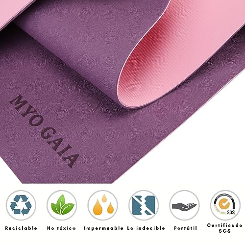 MYO GAIA Esterilla de yoga antideslizante, esterillas de fitness para pilates, respetuosas con el medio ambiente, esterillas de yoga antidesgarro de 6 mm de grosor para hombres y mujeres