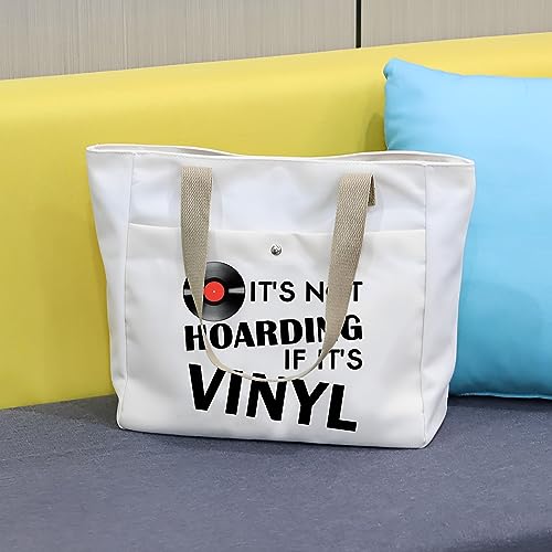 MYSOMY Bolsa de lona para coleccionista de discos de vinilo, regalo para amantes de los registros, no está acumulando si es bolsa de lona de vinilo bolsa de compras de discos de vinilo, Record