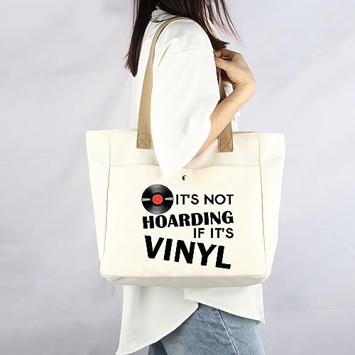 MYSOMY Bolsa de lona para coleccionista de discos de vinilo, regalo para amantes de los registros, no está acumulando si es bolsa de lona de vinilo bolsa de compras de discos de vinilo, Record