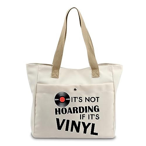 MYSOMY Bolsa de lona para coleccionista de discos de vinilo, regalo para amantes de los registros, no está acumulando si es bolsa de lona de vinilo bolsa de compras de discos de vinilo, Record