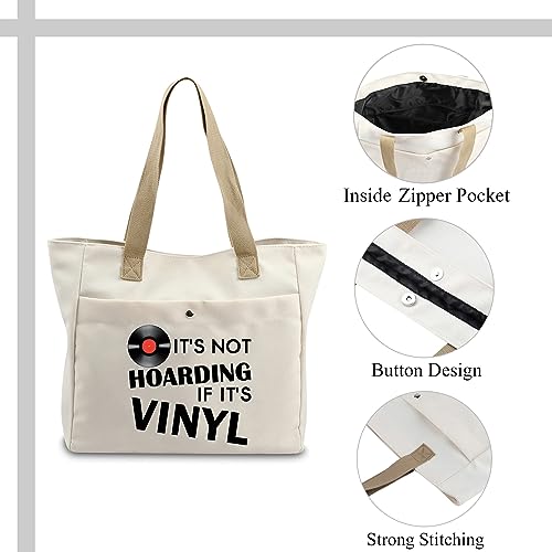 MYSOMY Bolsa de lona para coleccionista de discos de vinilo, regalo para amantes de los registros, no está acumulando si es bolsa de lona de vinilo bolsa de compras de discos de vinilo, Record