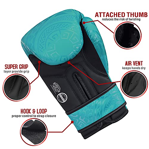 Mytra Fusion Guantes de Boxeo para niños para Entrenamiento, Kickboxing, Saco de Boxeo, Muay Thai, MMA, peleas y peleas, niños y niñas (Turquoise, 6-oz)