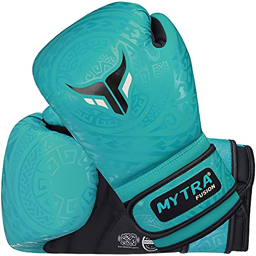 Mytra Fusion Guantes de Boxeo para niños para Entrenamiento, Kickboxing, Saco de Boxeo, Muay Thai, MMA, peleas y peleas, niños y niñas (Turquoise, 6-oz)