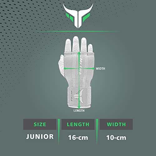 Mytra Fusion niños Boxeo Vendas Guantes Hand Wraps Protección para Las Manos Guantes fáciles de Envolver Gel Acolchado a lo Largo del Cierre de la Correa para la muñeca (Kids, Black/Grey)