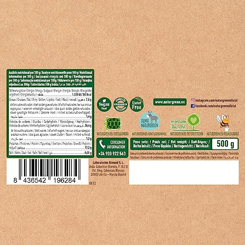 NaturGreen - Harina de Avena Integral, Granos de Avena Molidos, Ecológico, Condimento Bio, 100% Vegano - 500 g