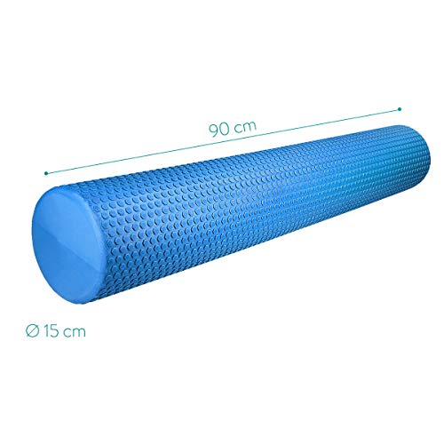 Navaris Rodillo para Pilates de 90CM - Rodillo de Espuma para Masaje Fitness y Yoga - Foam Roller para fortalecimiento Muscular en Azul