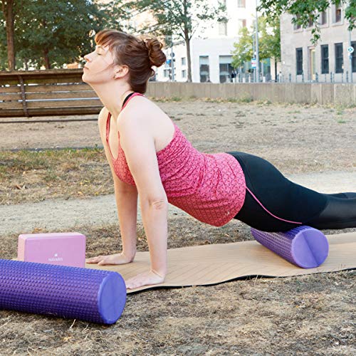 Navaris Rodillo para Pilates de 90CM - Rodillo de Espuma para Masaje Fitness y Yoga - Foam Roller para fortalecimiento Muscular en Morado