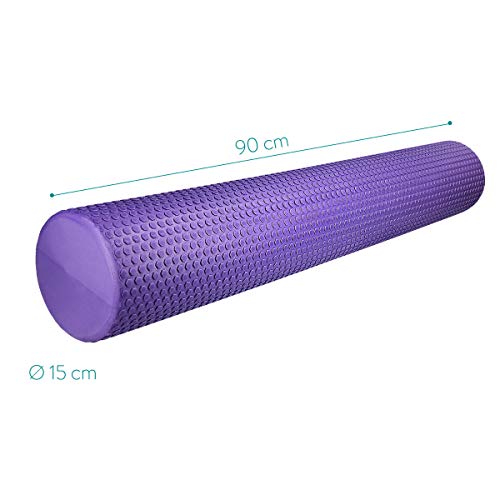 Navaris Rodillo para Pilates de 90CM - Rodillo de Espuma para Masaje Fitness y Yoga - Foam Roller para fortalecimiento Muscular en Morado