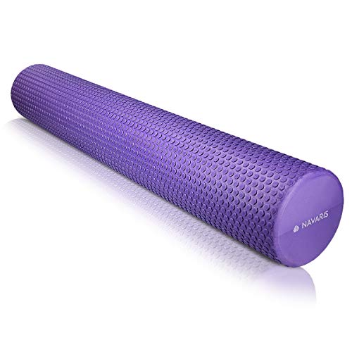 Navaris Rodillo para Pilates de 90CM - Rodillo de Espuma para Masaje Fitness y Yoga - Foam Roller para fortalecimiento Muscular en Morado