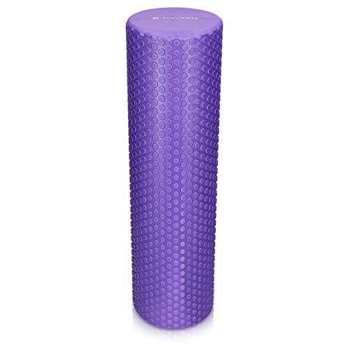 Navaris Rodillo para Pilates de 90CM - Rodillo de Espuma para Masaje Fitness y Yoga - Foam Roller para fortalecimiento Muscular en Morado