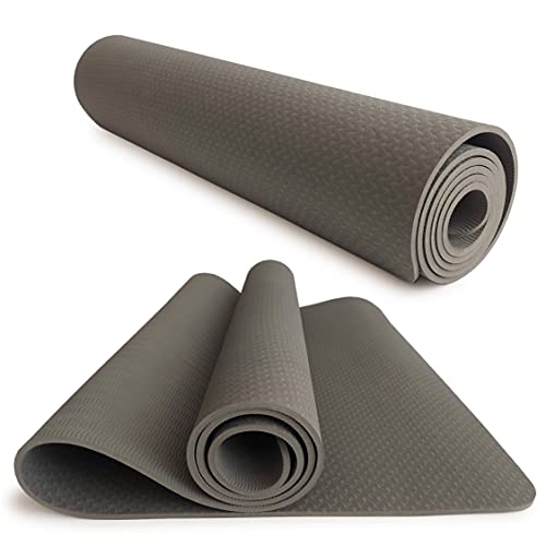 NAWA Home Esterilla Yoga Antideslizante, Alfombrilla Ejercicio | Evita Resbalones | Ideal para Yoga y Pilates | Protección Articular | Diseño Original Con Control de Extensión de Movimientos, Gris