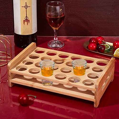 NBEADS 24 Soportes para bandejas de Vidrio de chupito, Barra de bambú, Soporte para Copas de Vino, Organizador de Vasos de Vidrio de chupito, Accesorios para Fiestas, Bar, Club, Agujero: 3.1mm