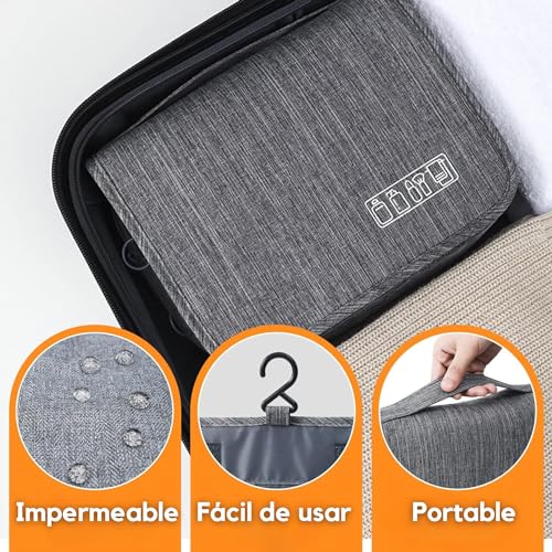 Neceser de Viaje [Incluye: 3 Botes RELLENABLES] - Neceser Viaje - Neceser Mujer - Neceser Hombre - Neceser Maquillaje - Organizador - Neceser de Maquillaje - Neceser Baño (Azul)