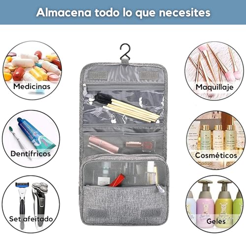 Neceser de Viaje [Incluye: 3 Botes RELLENABLES] - Neceser Viaje - Neceser Mujer - Neceser Hombre - Neceser Maquillaje - Organizador - Neceser de Maquillaje - Neceser Baño (Azul)