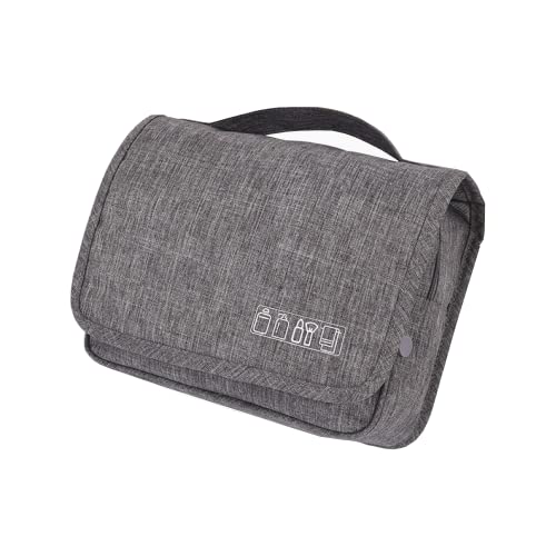 Neceser de viaje,Bolsa de aseo de viaje suspendida,Multi-compartimentos para organizar artículos personales,Gancho de metal para colgar, gris