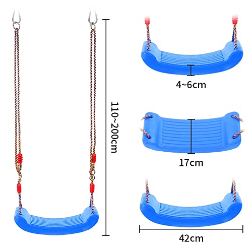 Newaner Asiento de Columpio de Plástico, para Niños, Columpio Infantil para Jardín, Ajustable en Altura (Azul)