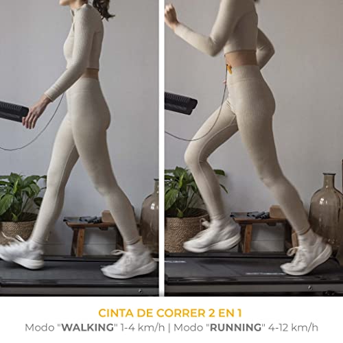 NEWLUX - Cinta de Correr Plegable X120 Ultracompacta, 12 km/h, 1200W, Superficie de Carrera 34x100cm, con Pulsómetro, 12 Programas. Cinta de Correr y Andar, Cinta de Seguridad y 3 Niveles Inclinación