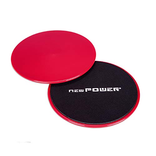 NEWPOWER - Discos Deslizantes Fitness con Doble Cara (ø18cm) para Mejorar Coordinación y Equilibrio. Slider para Entrenamientos Funcionales de Cuerpo Entero Ideal para Todas Las Superficies