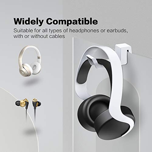 NexiGo Soporte para Auriculares PS5, [Diseño Minimalista] Mini Soporte para Auriculares con Barra de Soporte, para Auriculares para Juegos Sony Playstation 5, Blanco