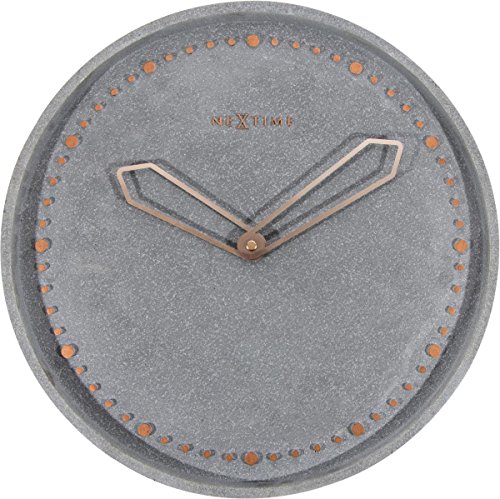 NeXtime Reloj de pared "CROSS", muy silencioso, polyresin / metal, gris, redondo, ø 35 cm