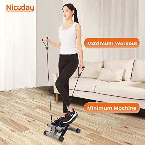 Niceday Mini paso a paso con bandas de resistencia, paso arriba-abajo, máquina escaladora, ejercicio de entrenamiento en casa, brazos de piernas y entrenamiento de cuerpo completo