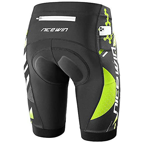 NICEWIN Pantalones Cortos de Ciclismo para Hombre con Almohadilla Pantalones Bicicleta Acolchada con Gel 4D Cortos MTB Bicicleta Pantalones Cortos Transpirables