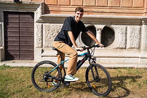 Nilox E-Bike X6 SE, Mountain-Bike eléctrica, Autonomía de 90 km, Frenos de disco Tektro, Cambio Shimano de 21 velocidades, Ruedas de 27,5” x 2,10”, Batería extraíble de 36 V 13 Ah