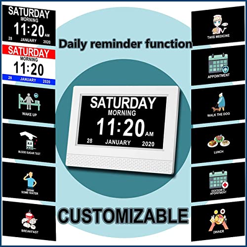 NIOKE Reloj Calendario con Fecha, día y Hora | Reloj Alzheimer | Reloj Tercera Edad [Clase de eficiencia energética A+++]