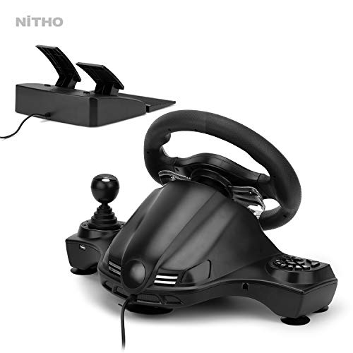 NiTHO Drive Pro V16 Volante de Carreras con Pedales y Cambio, Volante de Juego para PC, PS4, Xbox One, Xbox Series X|S y Switch, Simulador de Conduccion de 270 Grados con Doble Vibración