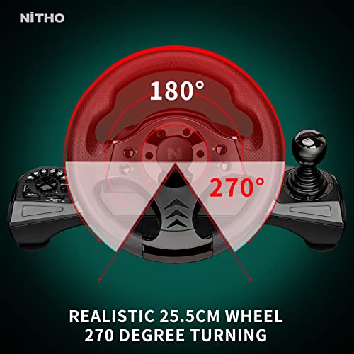 NiTHO Drive Pro V16 Volante de Carreras con Pedales y Cambio, Volante de Juego para PC, PS4, Xbox One, Xbox Series X|S y Switch, Simulador de Conduccion de 270 Grados con Doble Vibración