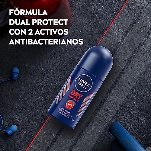 NIVEA MEN Dry Impact Roll-on en pack de 6 (6 x 50 ml), desodorante antitranspirante con protección 72 h, desodorante roll-on de cuidado masculino testado en la vida real