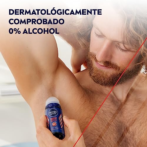 NIVEA MEN Dry Impact Roll-on en pack de 6 (6 x 50 ml), desodorante antitranspirante con protección 72 h, desodorante roll-on de cuidado masculino testado en la vida real