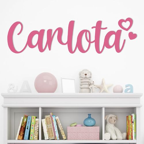 Nombres de madera personalizados decoración pared de 40 | 60 | 80 cm de ancho para regalos personalizados, bodas, comuniones, decoración puertas infantil (Nombres 60cm ancho)