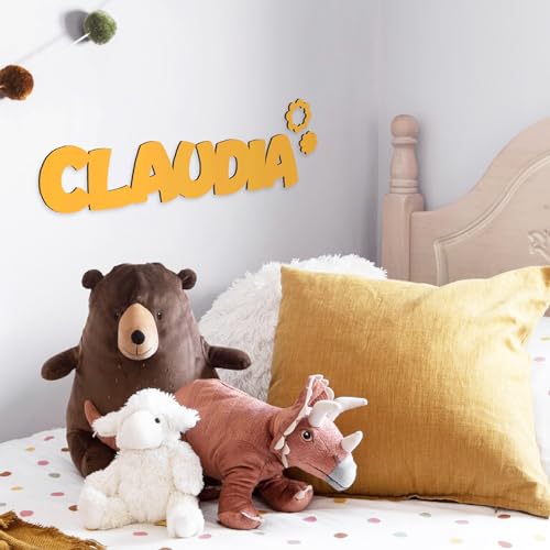 Nombres de madera personalizados decoración pared de 40 | 60 | 80 cm de ancho para regalos personalizados, bodas, comuniones, decoración puertas infantil (Nombres 60cm ancho)